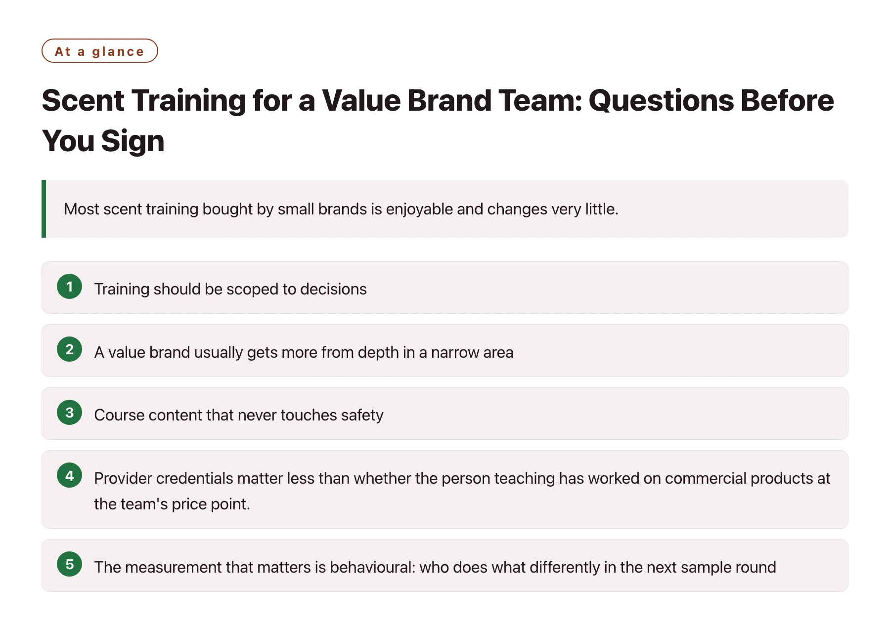 Scent Training for a Value Brand Team: Questions Before You Sign——全文要点速览